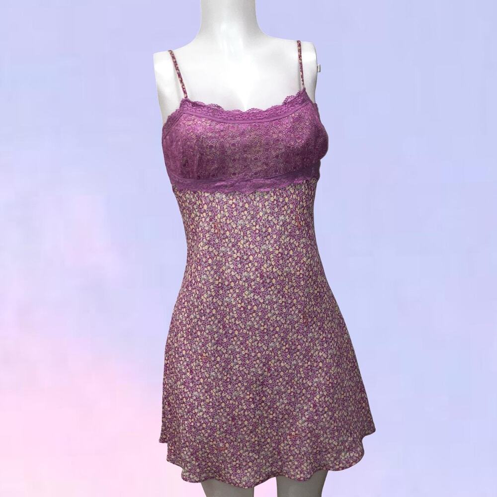 Vintage 90s y2k purple floral dress babydoll
